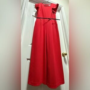 Calvin Klein Vibrant Red Jumpsuit with Flutter Sleeves sz 12